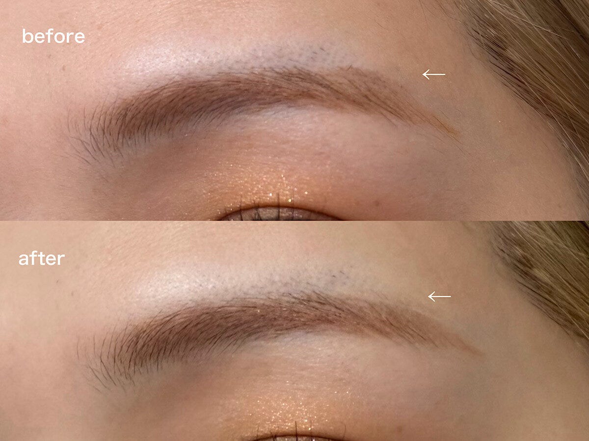 眉用コンシーラーではみ出し部分を修正するbefore/after