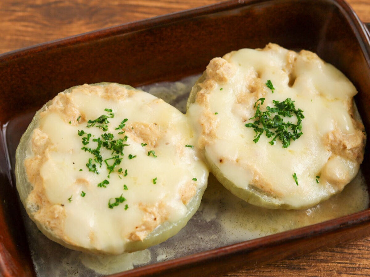 新たまねぎのツナマヨチーズ蒸し完成