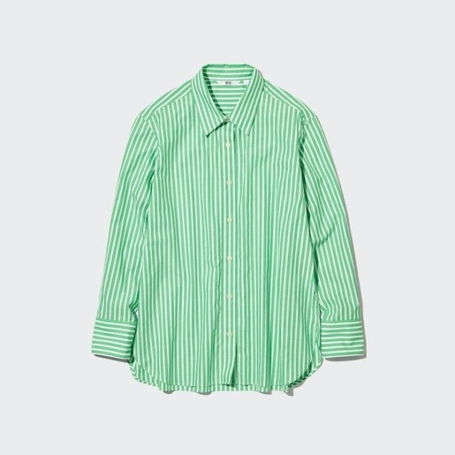 ユニクロ　トップス　値下げ　ストライプシャツ