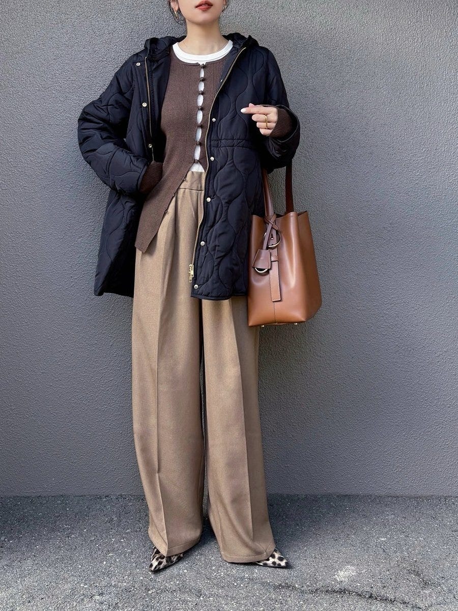 キルティングアウターのコーデ2