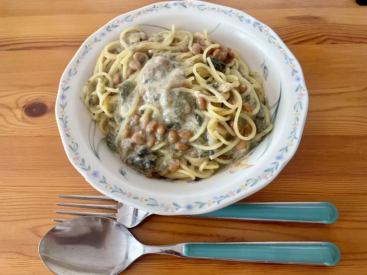 納豆クリームパスタ
