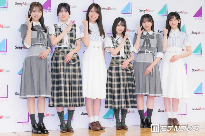 (左から)上村ひなの、的野美青、賀喜遥香、森田ひかる、大野愛実、池田瑛紗(C)モデルプレス