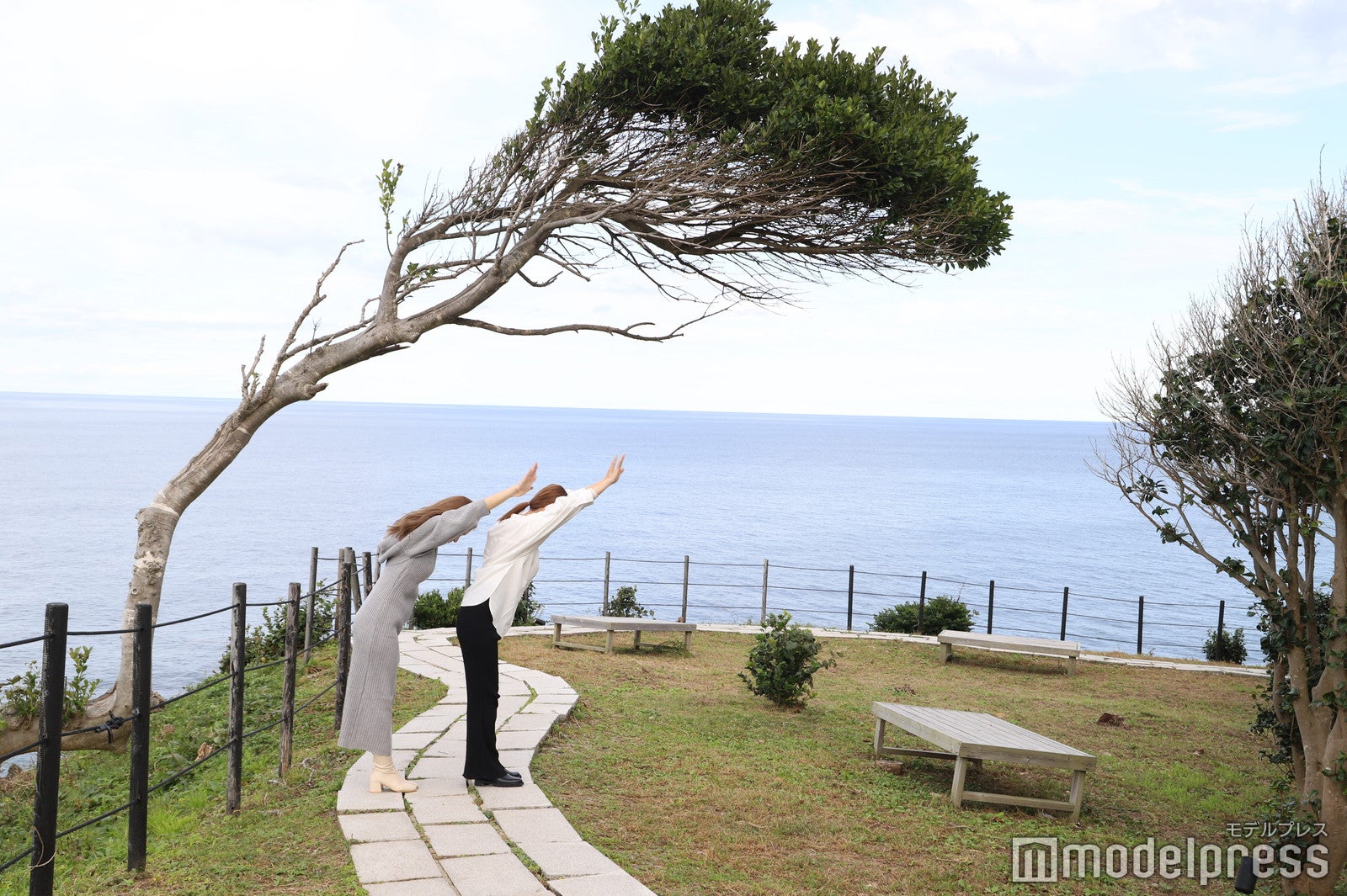 曲がってしまった木の同じポーズで記念に一枚（C）モデルプレス