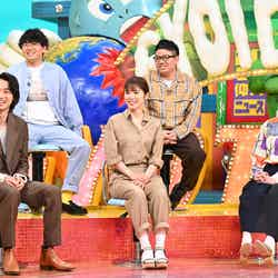 （前列左から）山崎賢人、松岡茉優、光浦靖子（後列左から）亜生、昴生、正木裕美弁護士（C）日本テレビ