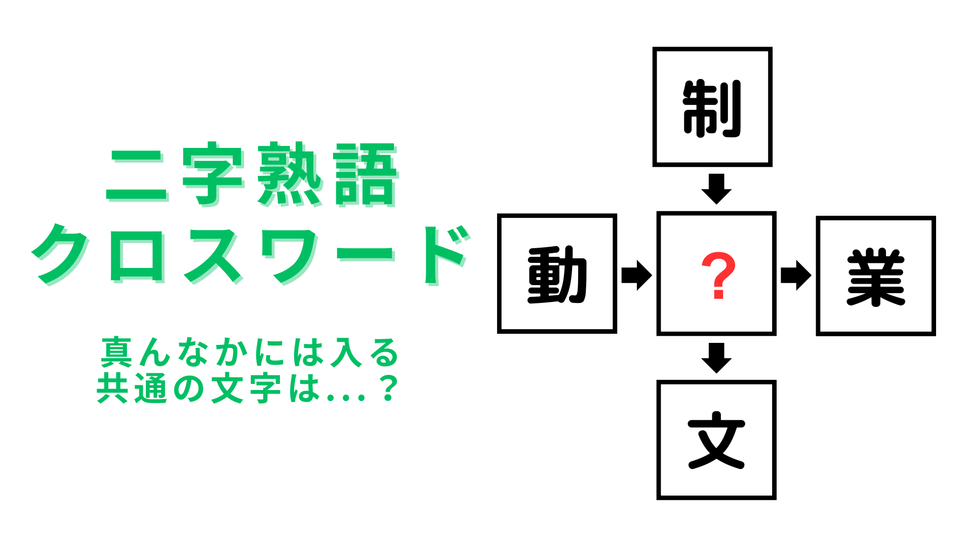 【二字熟語クロスワード】真んなかに入る漢字は？脳トレにチャレンジしてみよう！