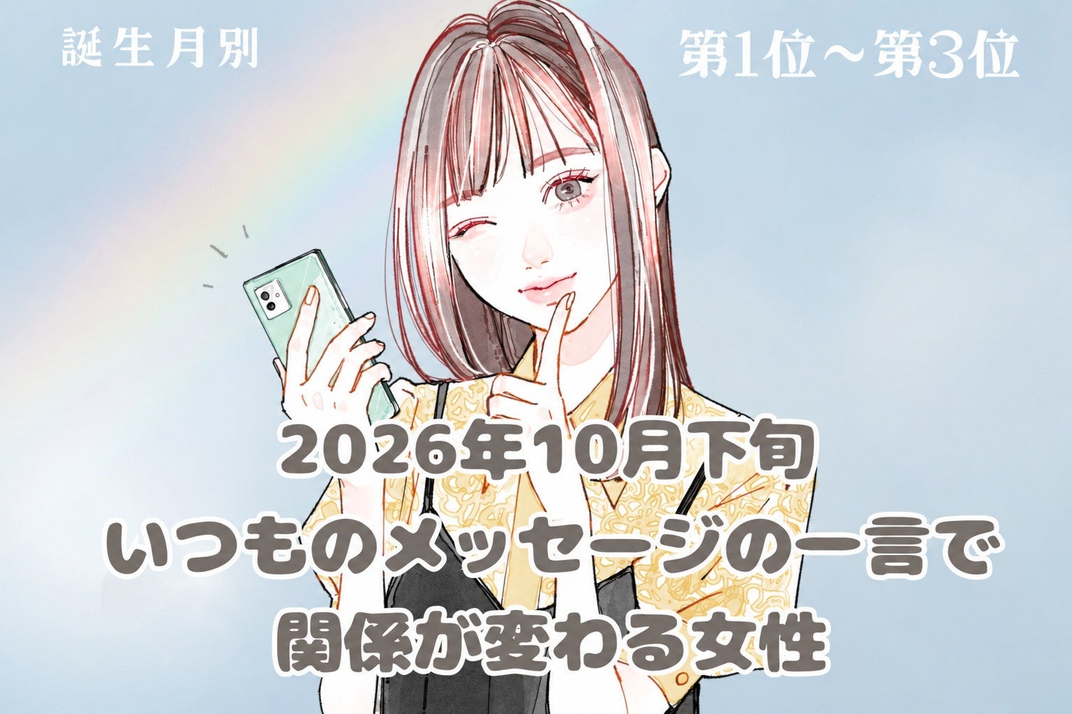 【誕生月別】2026年10月下旬、いつものやりとりのたった一言で恋が進む女性ランキング＜第１位～第３位＞
