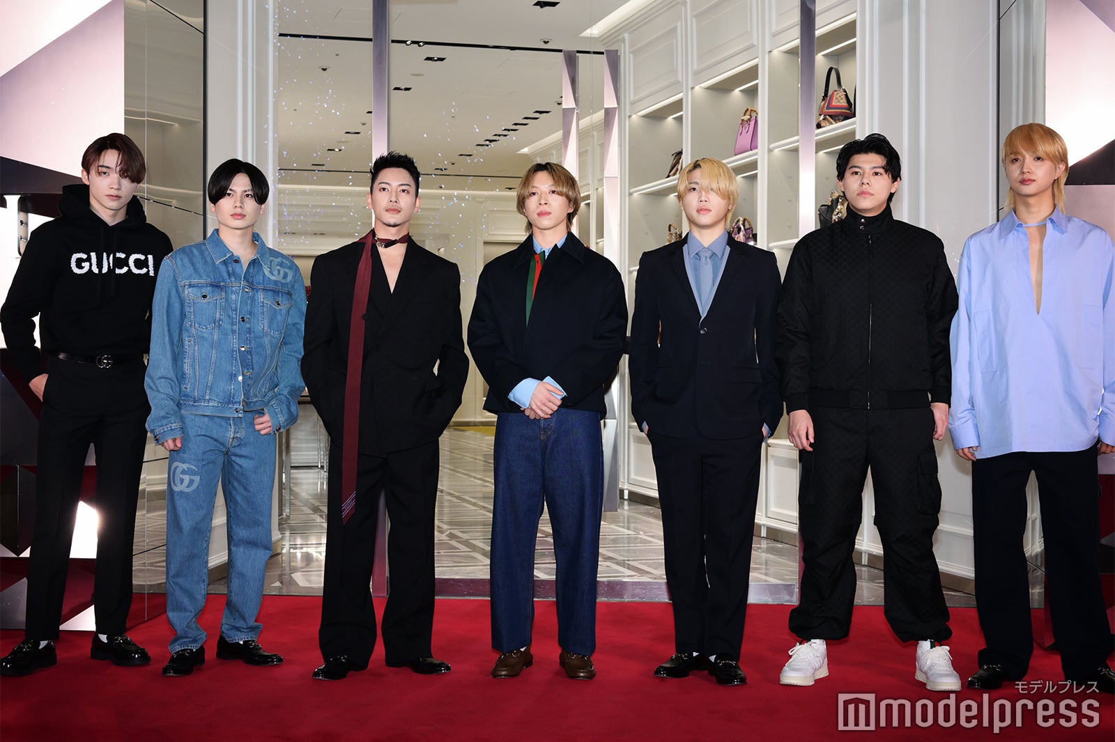 BE:FIRST（左から）RYUHEI、MANATO、RYOKI、SOTA、SHUNTO、LEO、JUNON（C）モデルプレス