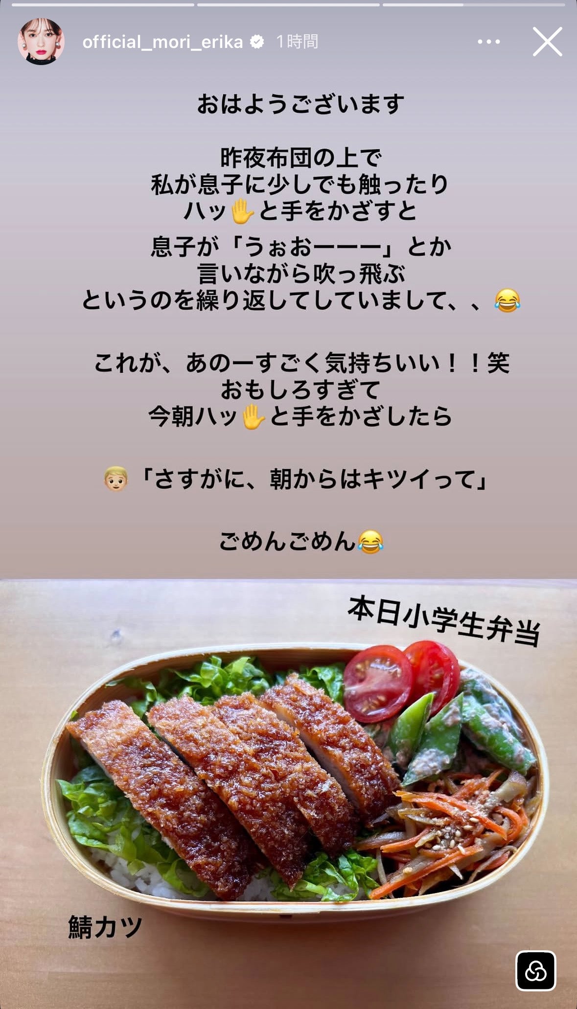 森絵梨佳Instagramストーリーズより