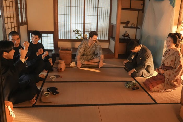 下川恭平、日高由起刀、杉田雷麟、トミー・バストウ、吉沢亮、高石あかり「ばけばけ」第40話(C)NHK