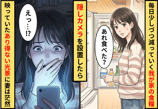 毎日少しづつ減っていく”我が家の食糧”！？妻が【隠しカメラ】を設置した結果⇒映っていた【あり得ない光景】に…妻「えっ」