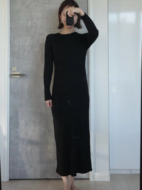 ユニクロメリノブレンドワイドリブニットワンピースXLサイズ着用