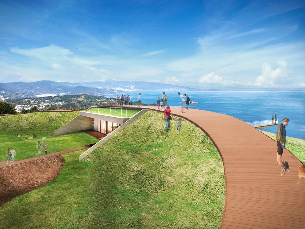 静岡に遊歩道&絶景カフェ一体型施設「小室山リッジウォーク“MISORA」小室山山頂の新ビュースポット