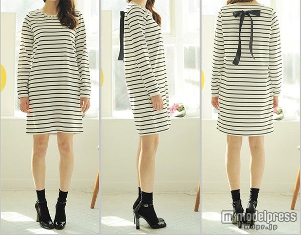 バックリボンボーダーワンピース「NETSTAR」2,500円（税込）