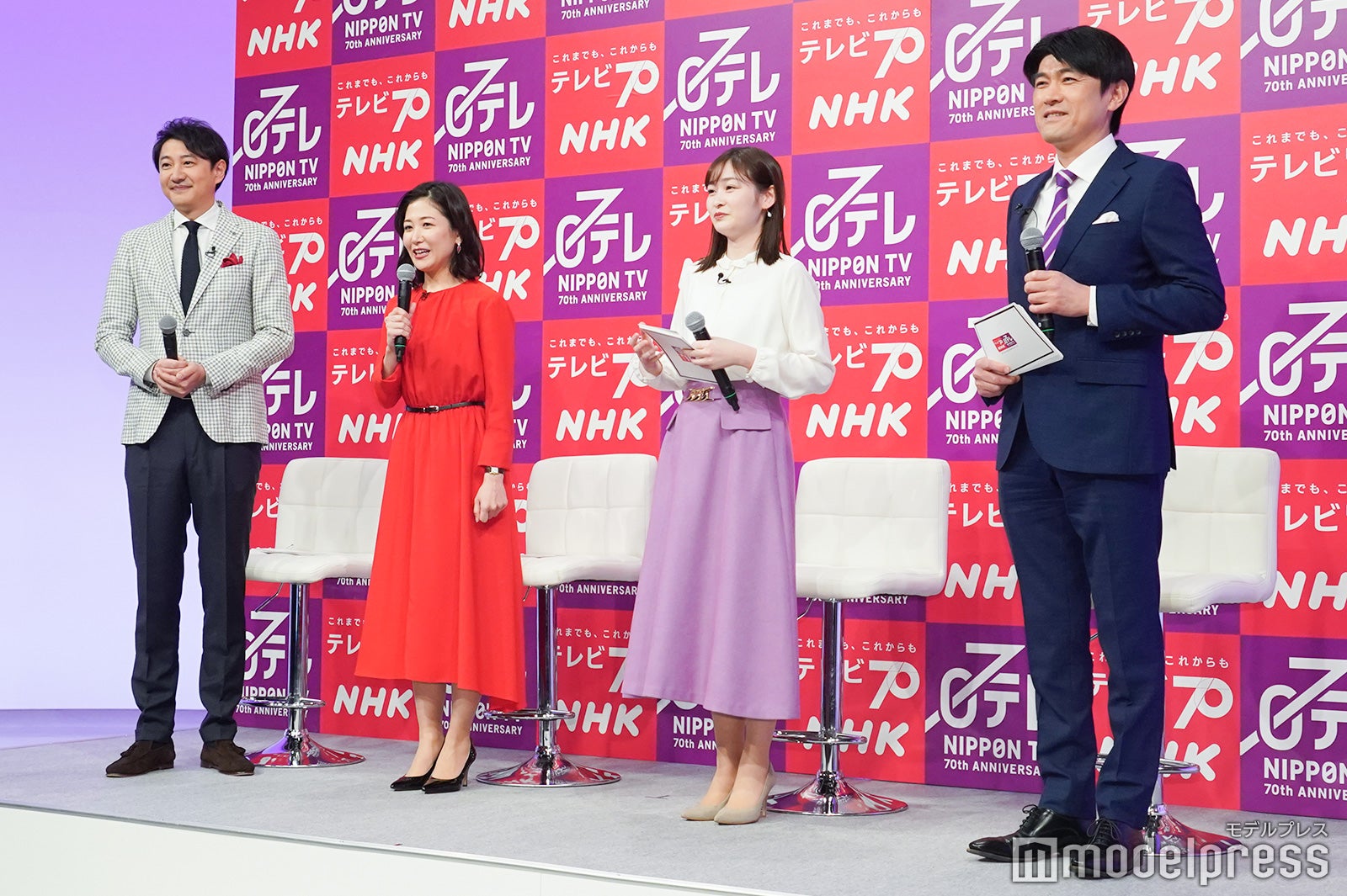 青井実アナウンサー、桑子真帆アナウンサー、岩田絵里奈アナウンサー、藤井貴彦アナウンサー （C）モデルプレス