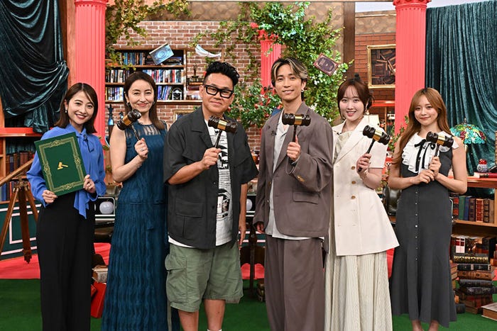 (左から)日比麻音子アナ、矢田亜希子、宮川大輔、田中樹、本田望結、森香澄(C)TBS