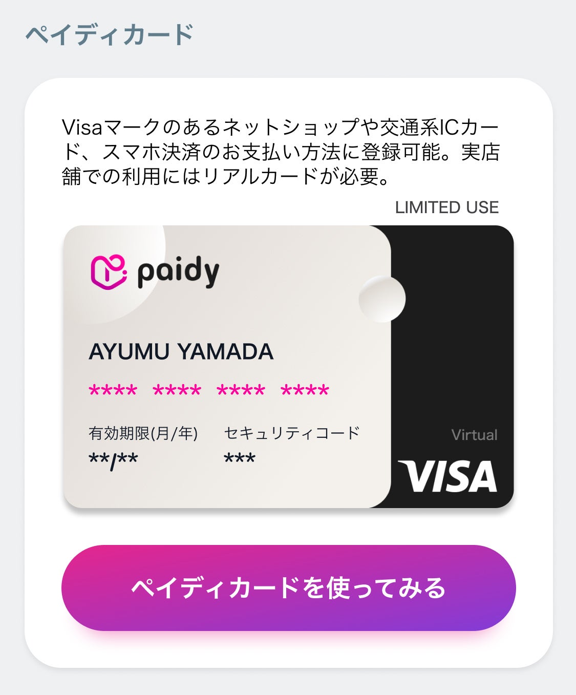 ペイディカード（提供素材）
