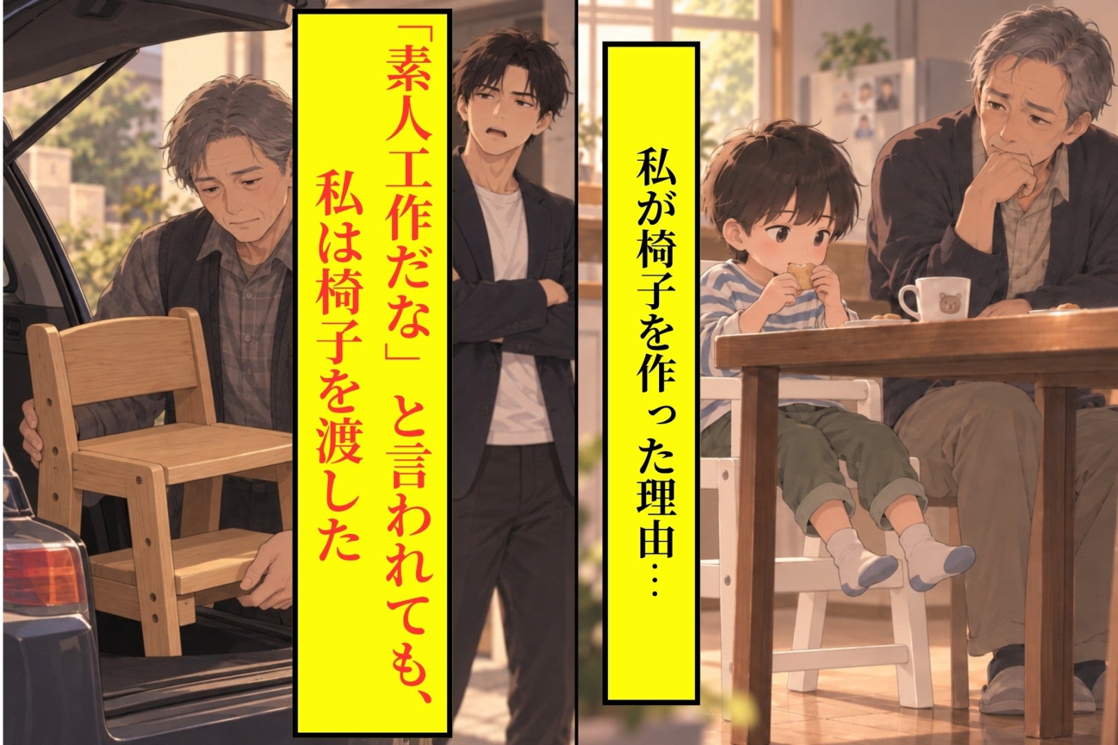 孫の足がぶらぶらしていた食卓を見た私が、物置で作った椅子と、息子に言わなかったこと