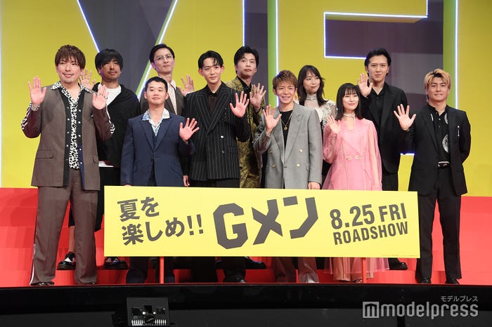 (前列左から)りんたろー。、矢本悠馬、竜星涼、岸優太、恒松祐里、森本慎太郎(後列左から)瑠東東一郎監督、高良健吾、田中圭、吉岡里帆、尾上松也(C)モデルプレス