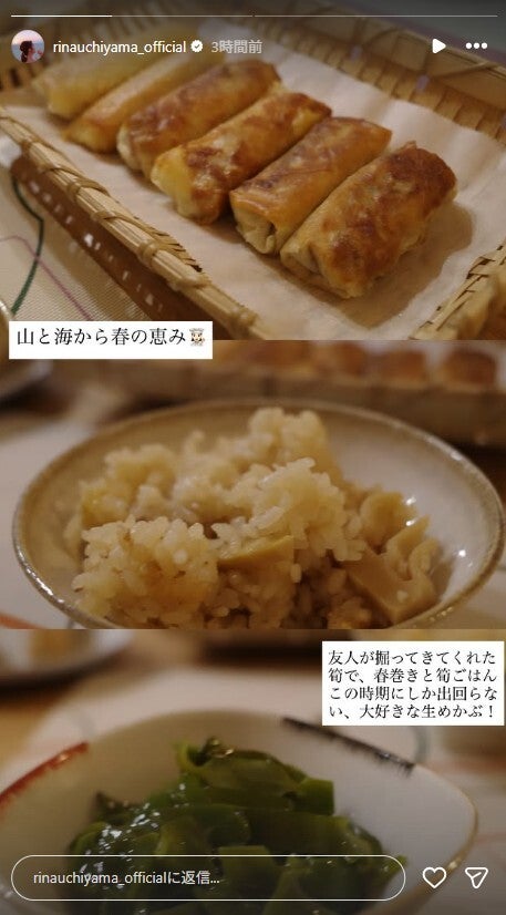 内山理名Instagramストーリーズより