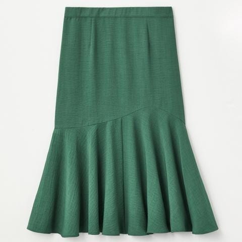 しまむら　しまパト　オンライン　通販　レディース　おすすめ　オススメ　おしゃれ　お洒落　オシャレ　プチプラ　アイテム　コスパ　高コスパ　高見え　2022　ぽっちゃりさん　痩せ見え　華奢見え　スタイルアップ　体型カバー　ぽっちゃり　夏　バニラスタジオ　マーメイドスカート　スカート　グリーン