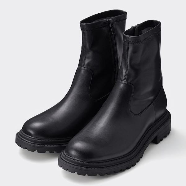 GU 黒ブーツ 2022冬 高評価 名品 GU 黒ブーツ 2022冬 高評価 名品 ウルトラストレッチボリュームソールショートブーツ