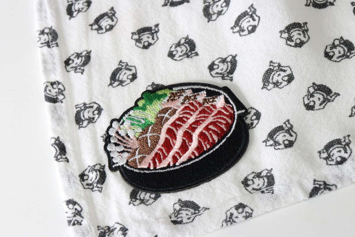 ダイソーのシールワッペン（リアルタッチ、お寿司＆すき焼き）の使用例