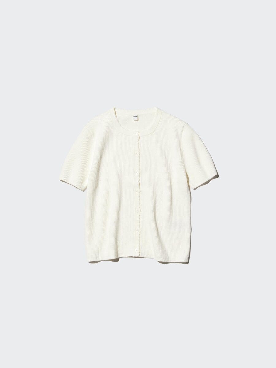 ユニクロのスカラップクルーネックカーディガン