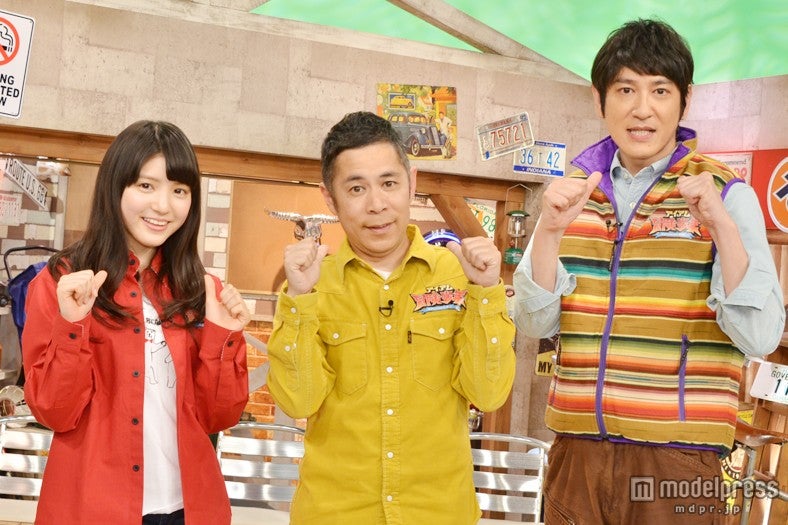 「アイ・アム・冒険少年」の会見に登場した（左から）川島海荷、岡村隆史、田中直樹