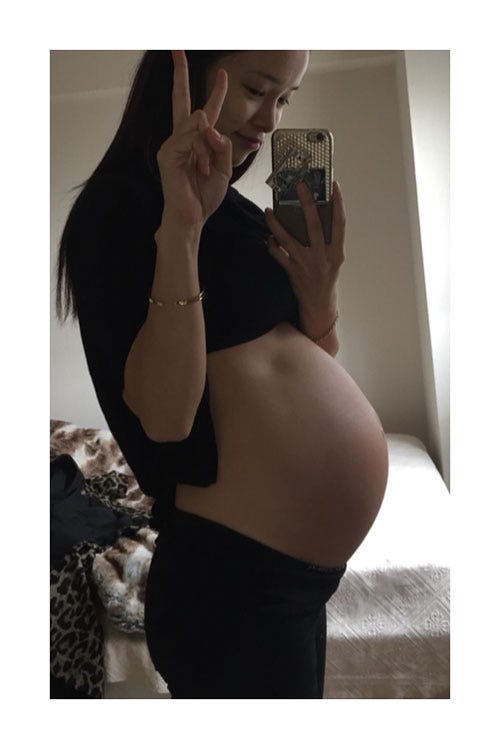 尾崎紗代子「大きいお腹も見納めかなあ」/尾崎紗代子オフィシャルブログ(LINE)より