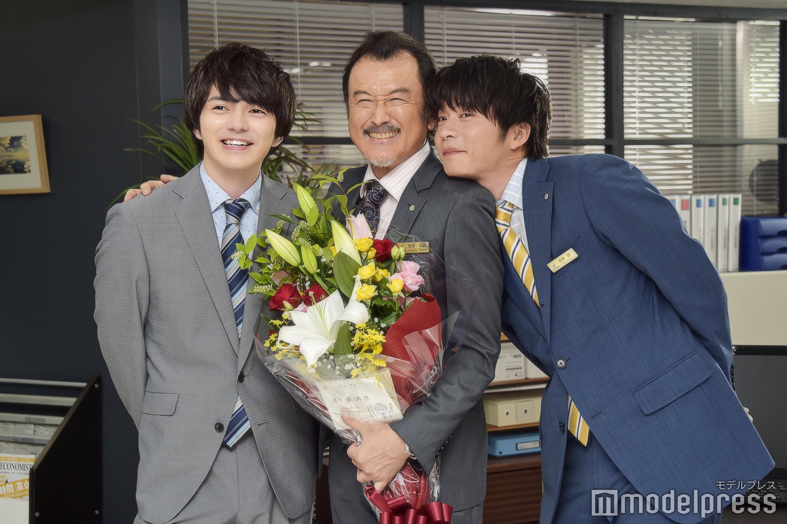 （左から）林遣都、吉田鋼太郎、田中圭（C）モデルプレス