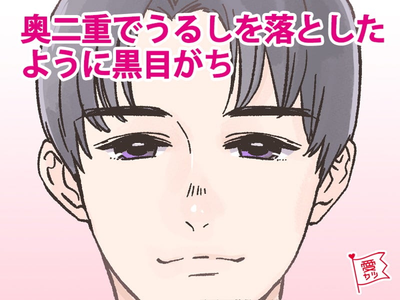 奥二重でうるしを落としたように黒目がち
