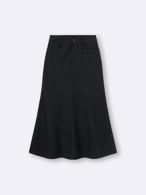 フレアマキシスカート 2025gu冬値下げ黒フレアマキシスカート