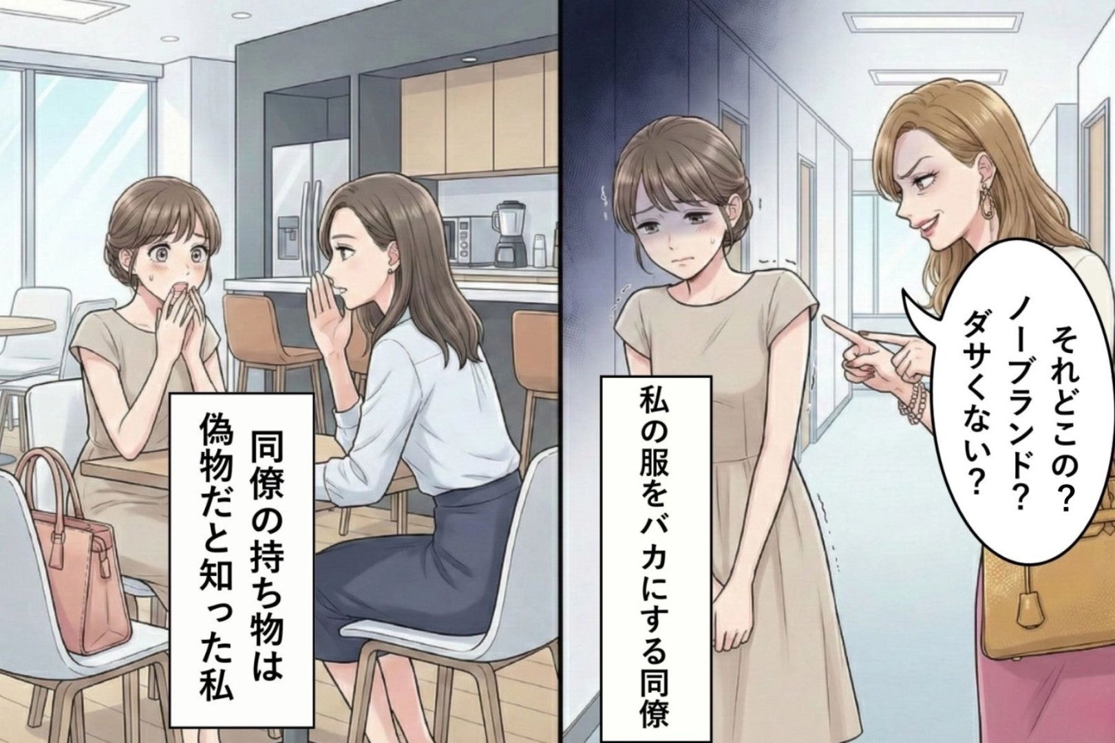 「ダサくない？」私の服をバカにする同僚→同僚の持ち物は偽物だった