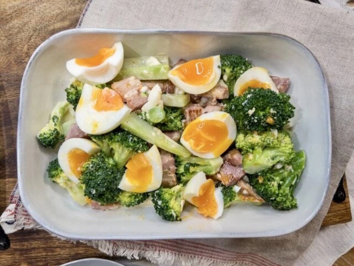 ベーコンとゆで卵とブロッコリーのデリ風サラダ