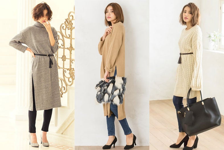 スタイルアップも叶う！今年「ニットワンピ」は“サイドスリット入り”に注目／画像提供：Re:EDIT by GALSTAR【モデルプレス】