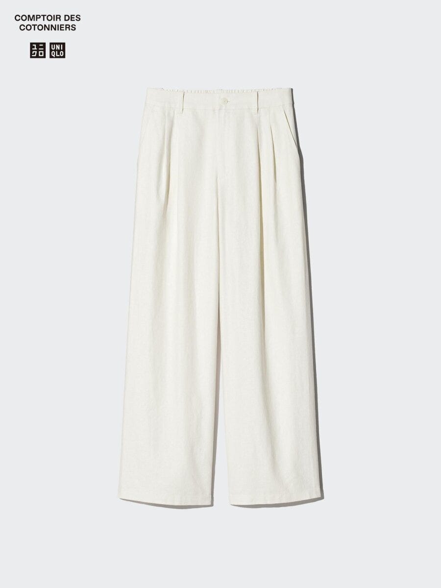 ユニクロのリネンブレンドストレートパンツ