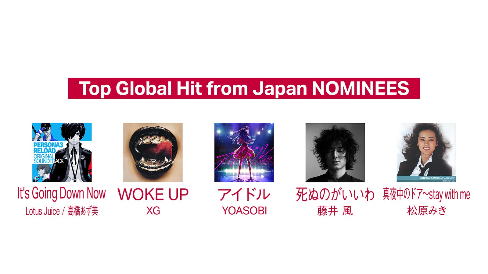 「MUSIC AWARDS JAPAN 2025」Top Global Hitノミネート一覧（提供写真）