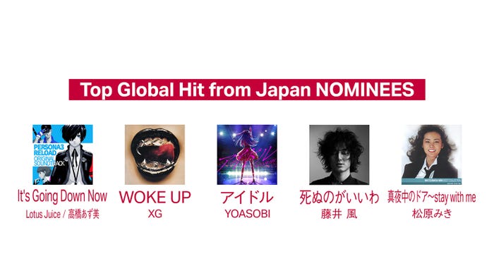 「MUSIC AWARDS JAPAN 2025」Top Global Hitノミネート一覧(提供写真)
