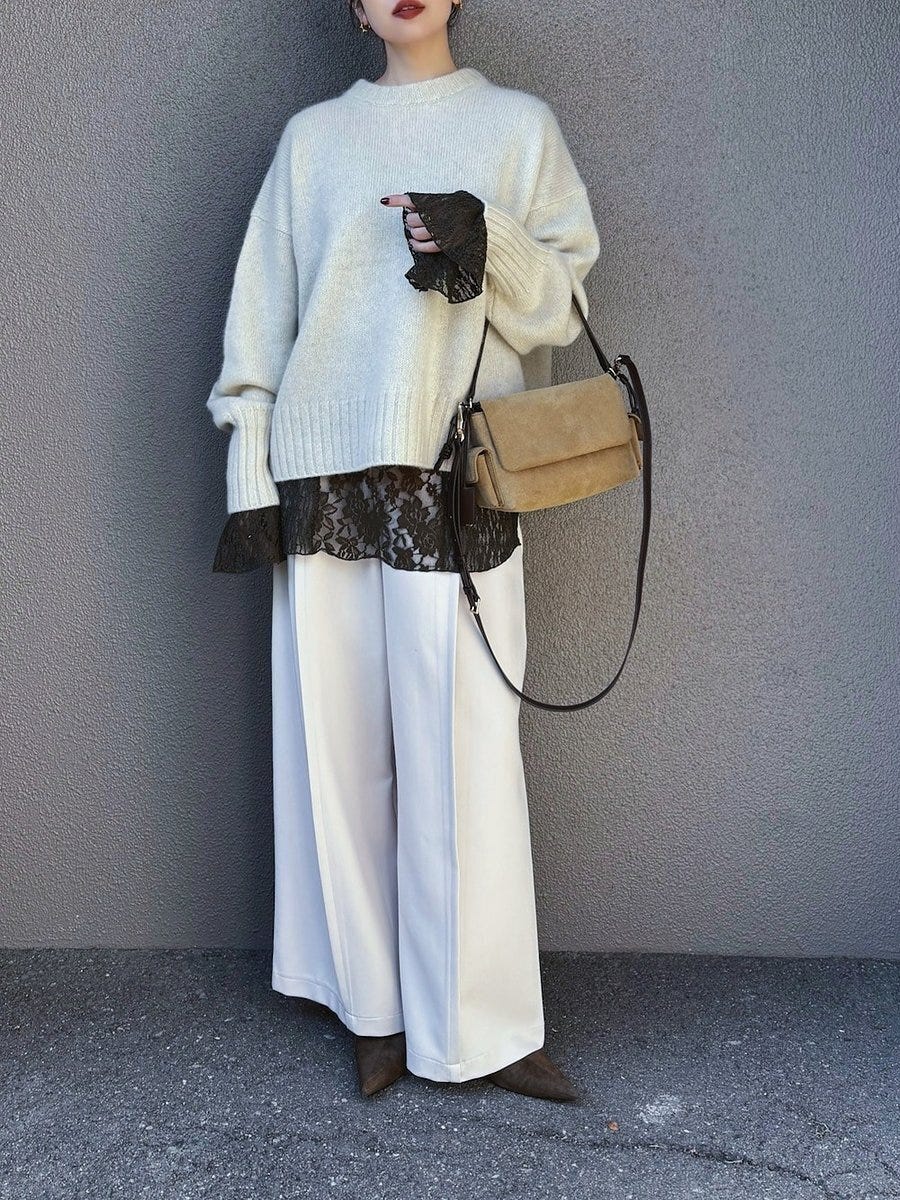 白ワイドパンツコーデ2