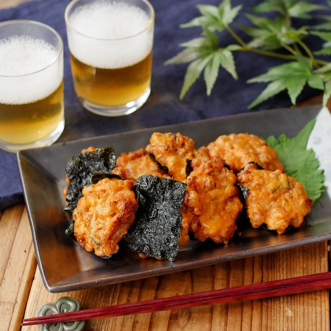 サクふわ食感。キムチ納豆天ぷら