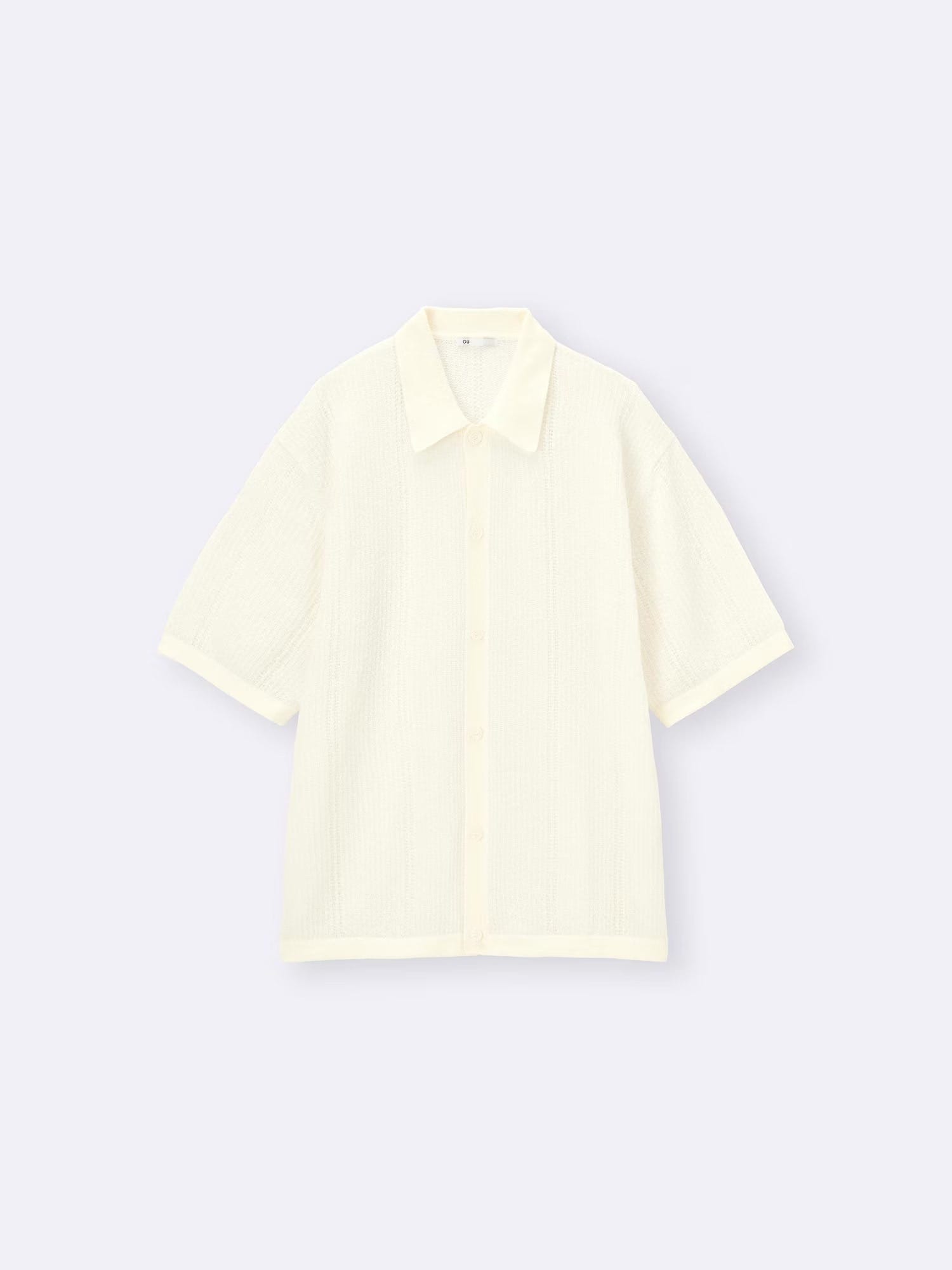 ジーユー　ウォッシャブルブークレニットシャツ（5分袖）2490円（税込）