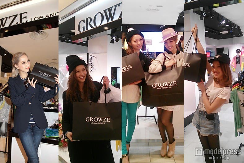 「GROWZE」ルミネエスト新宿店のオープンに駆けつけた(左から)荒木さやか、谷川りさこ、村田莉、舟山久美子、階上実穂