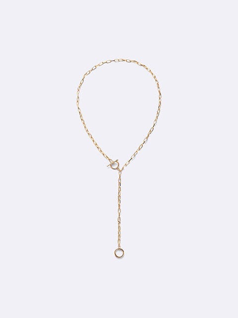 GU　ラリエットチェーンサークルネックレス　GOLD