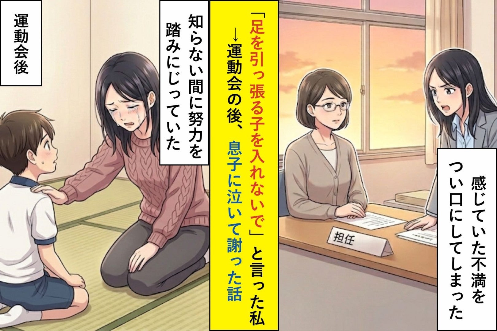 「足を引っ張る子を入れないで」と言った私→運動会の後、息子に泣いて謝った話
