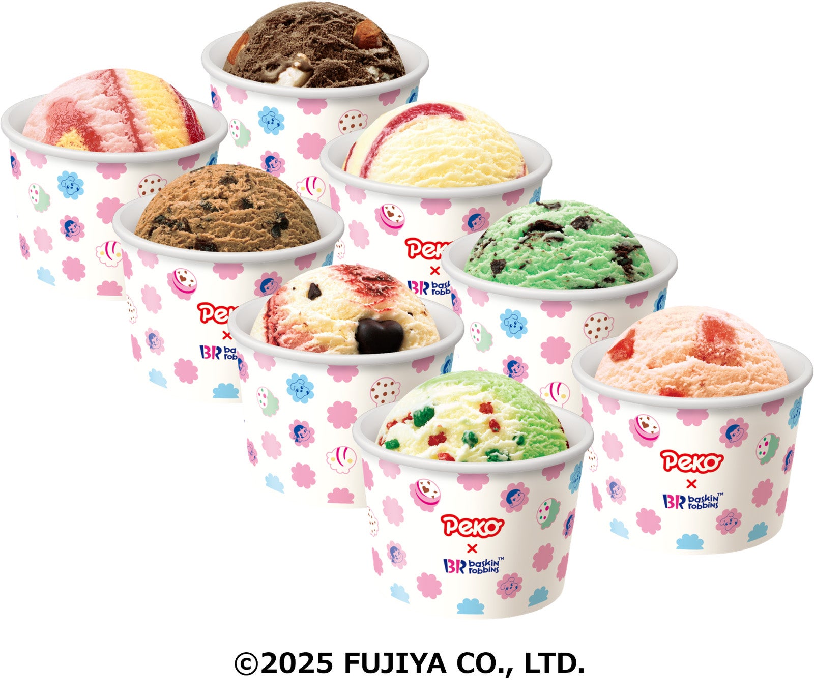 ペコちゃん＆ポコちゃん アイスクリームセット：スモール 2,900円／ レギュラー 3,460円（C）2025 FUJIYA CO．，LTD．