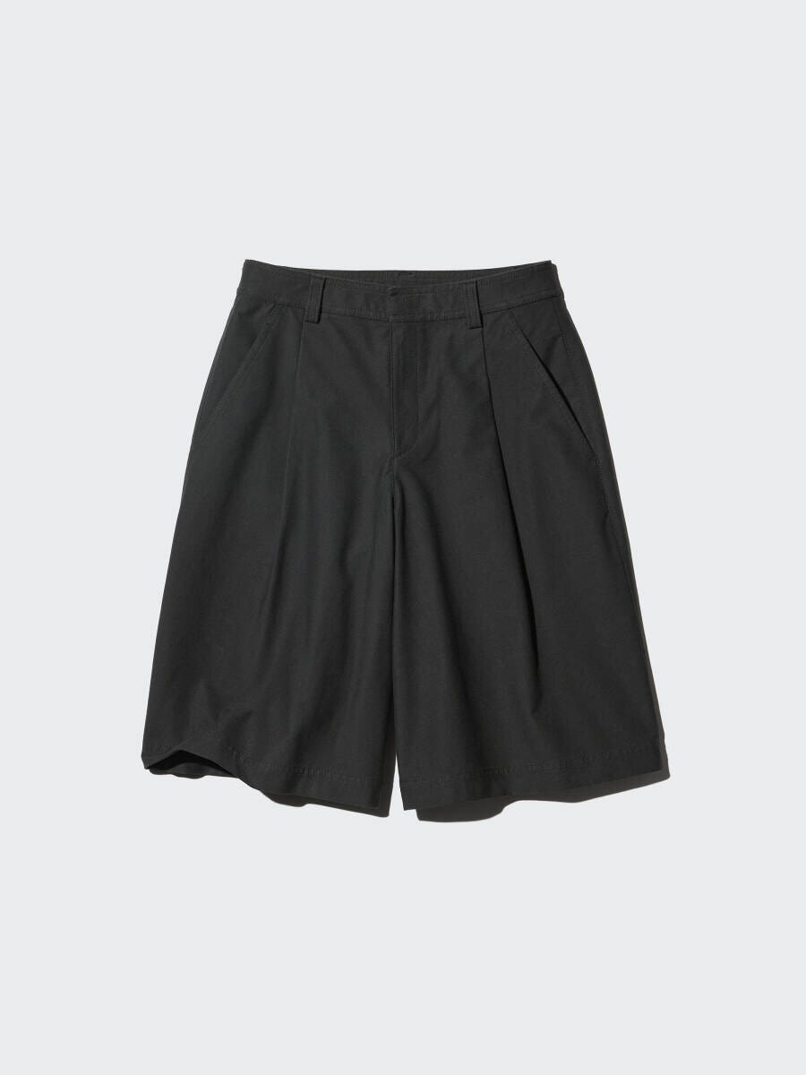 ジャージータックハーフパンツ 2026夏ユニクロ値下げ大人女性おすすめ黒ジャージータックハーフパンツ