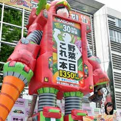 6メートルの巨大ロボットバルーンと撮影する指原莉乃