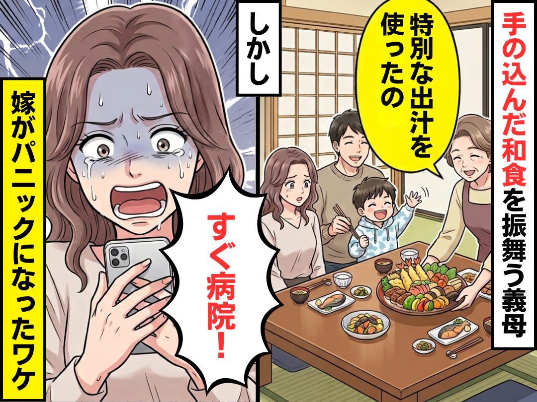 手の込んだ【和食】を振舞う義母！しかし「すぐ病院！」⇒食べ始めた瞬間、嫁がパニックになったワケ
