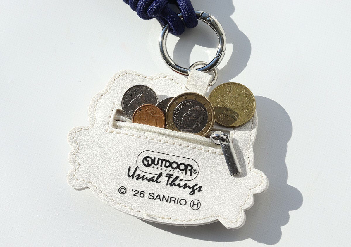 宝島社雑誌付録リンネル3月号のハローキティ×アウトドアプロダクツのミニサイズがかわいい！顔形＆バッグ形ポーチなチャームセット6