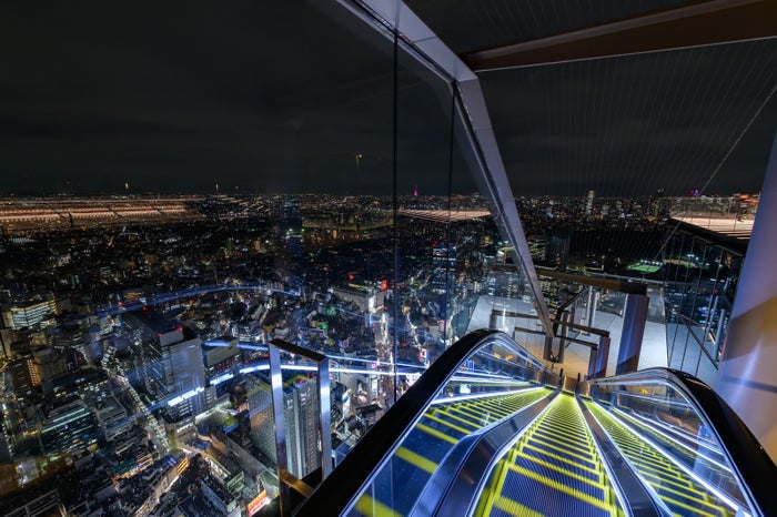 エスカレーターで下りながら見る夜景もまた美しい／画像提供：渋谷スクランブルスクエア